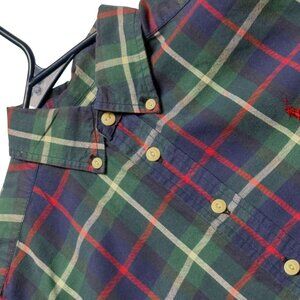 Ralph Lauren Boys Size M‎ Plaid Flannel Long-Sleeve Shirt Green/Blue Excellent